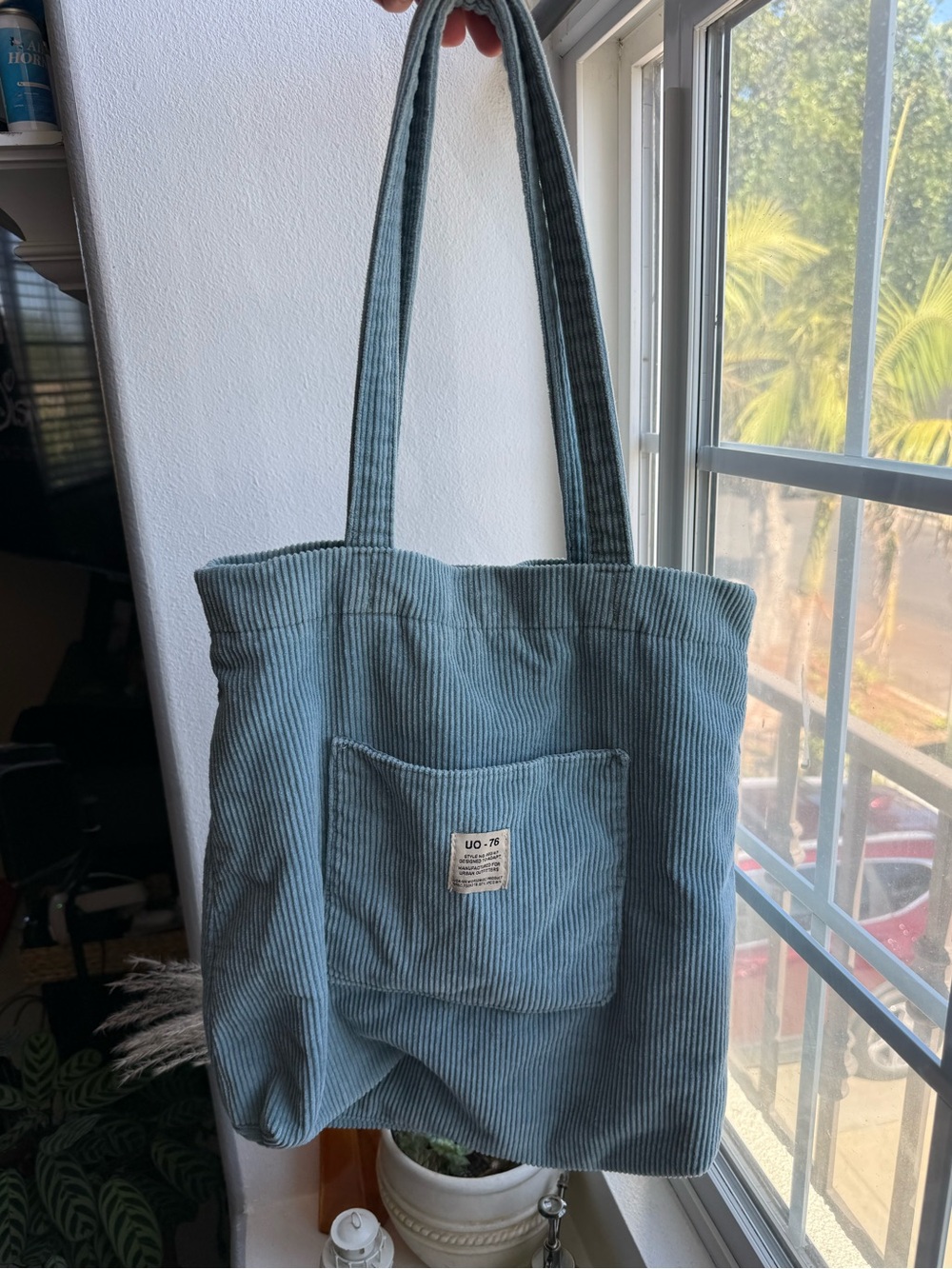 Urban Outfitters Dusty Teal Corduroy Tote